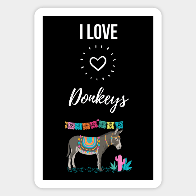 I Love Donkeys Sticker by PinkPandaPress